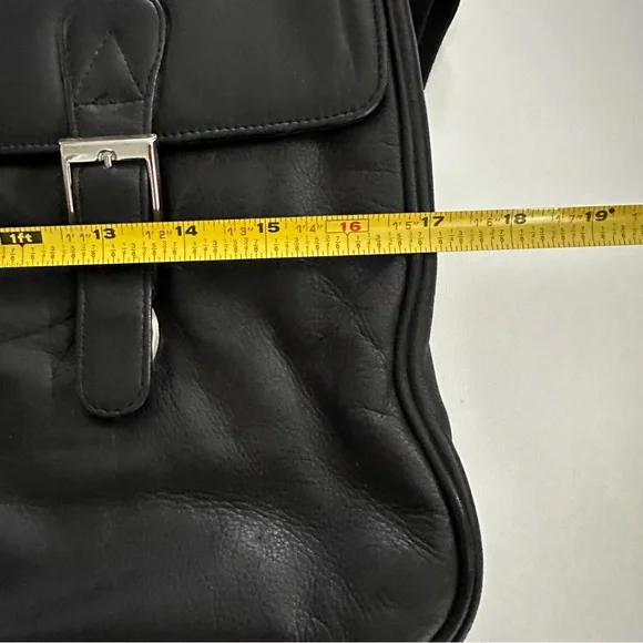 PELLE STUDIO -GENUINE BLACK LEATHER MESSENGER BAG